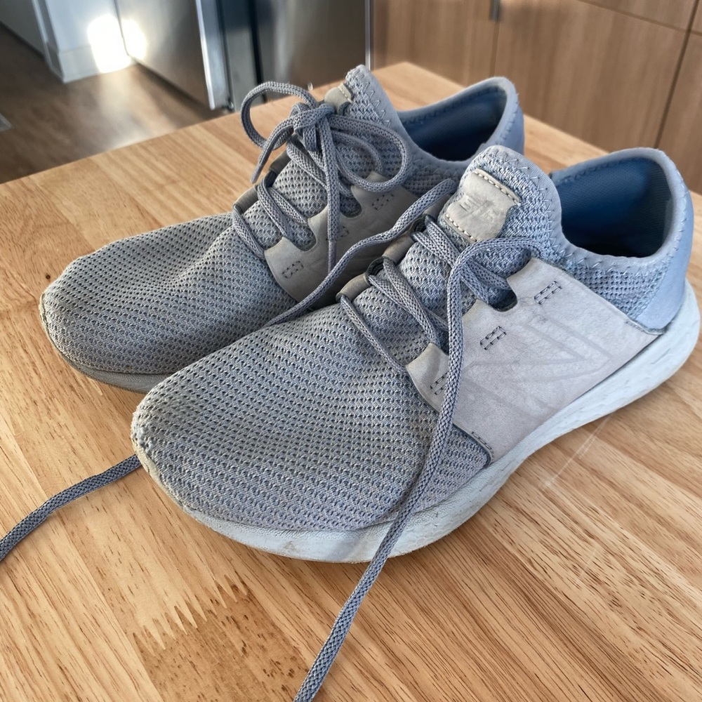 New Balance Gray and Blue Athletic Shoes with Breathable Mesh